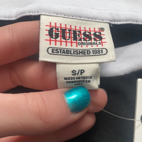 NWT Guess Originals Small Black Graphic Ringer Tee Shirt - Picture 6 of 7